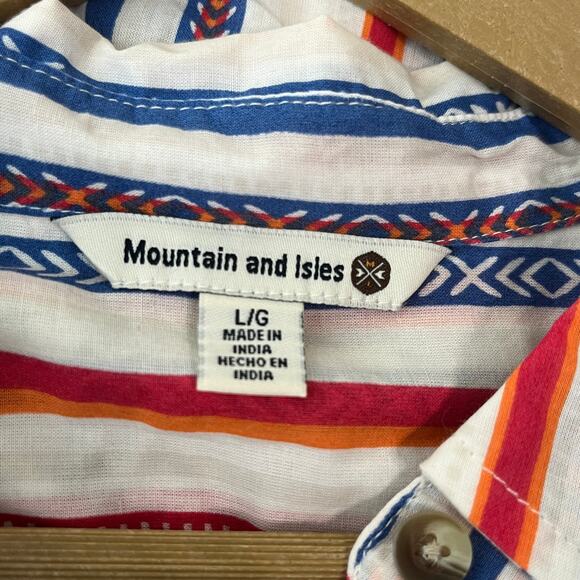 Mountain And Isle Shirt Mens Large Multicolor Striped Button Up Short Sleeves - Picture 7 of 10
